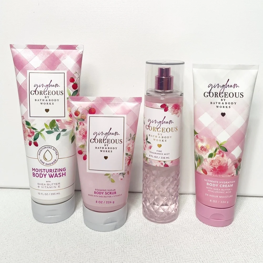 Bath & Body Works Gingham Gorgeous Gift Set Body Cream Scrub Nwt